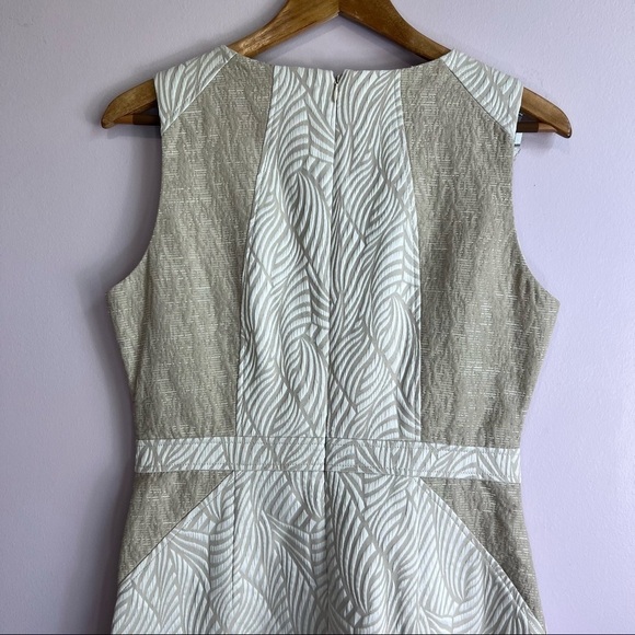 ELLEN TRACY Gold Accent Champagne Ivory Brocade Sheath Dress Size 8 - Picture 8 of 14